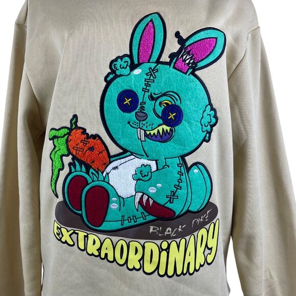 Two Mill Twenty Unisex Beige Extraordinary Bunny Graphic Sweatshirt Size L - Picture 5 of 9